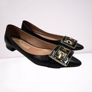 Roberto Festa Black Big Buckle Pointed Toe Shoes